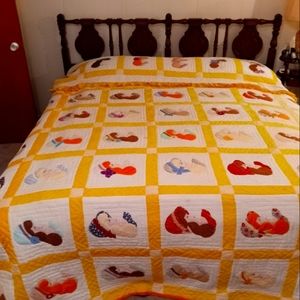 This is a vintage king size comforter with pillow cover handmade Actually Art